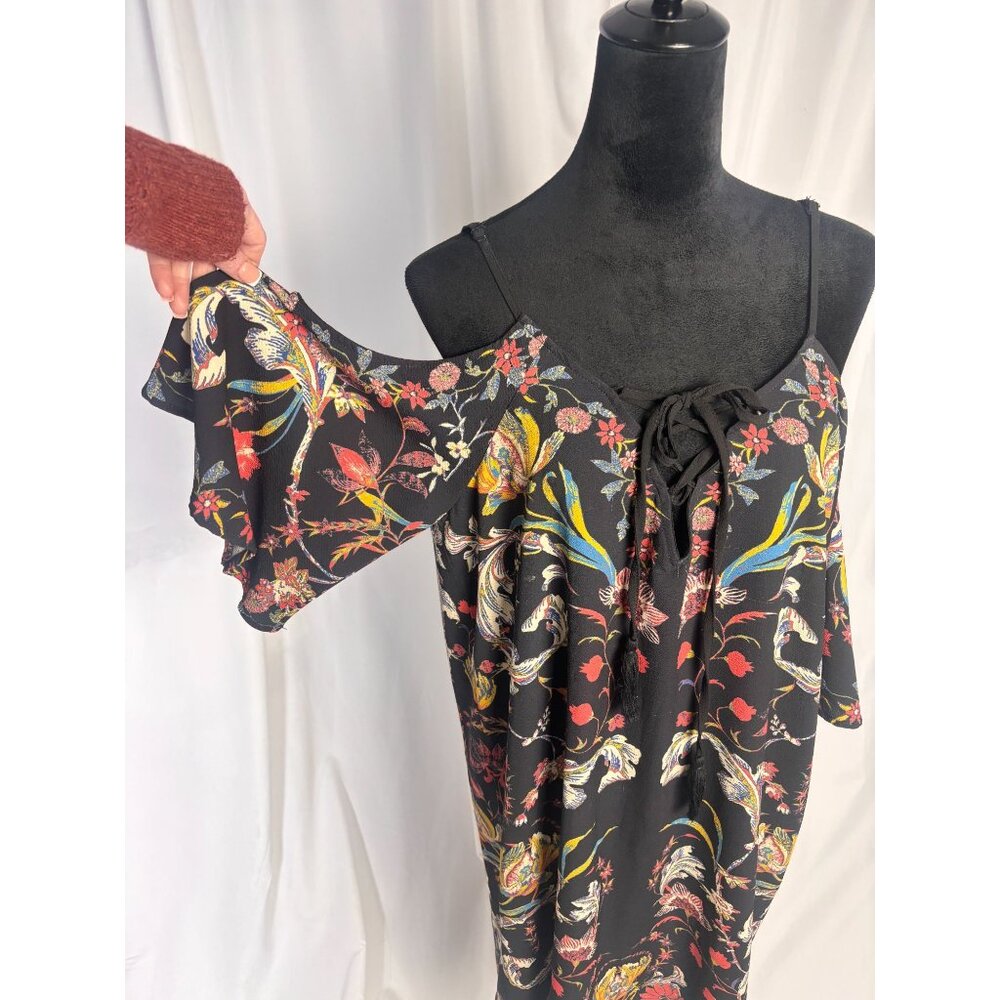 Flying Tomato Boho Floral Cold Shoulder Mini Dress